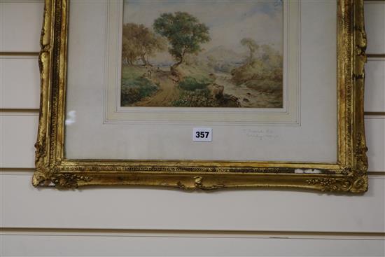 Attributed Thomas Creswick (1811-1869) Travellers in a river landscape 7.5 x 10.5in.